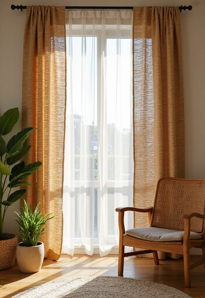 12 Living Room Curtain Ideas That Refresh Light and Mood - 2. Bamboo Chic: Eco-Conscious Style