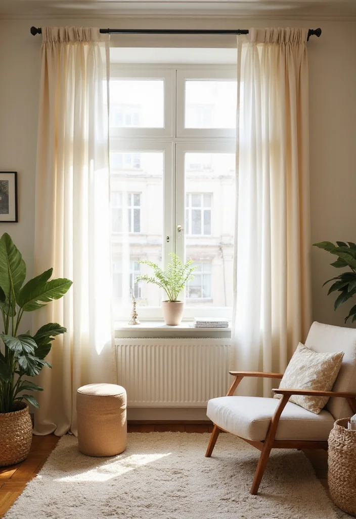 12 Living Room Curtain Ideas That Refresh Light and Mood - 3. Recycled Cotton: Sustainable Sophistication