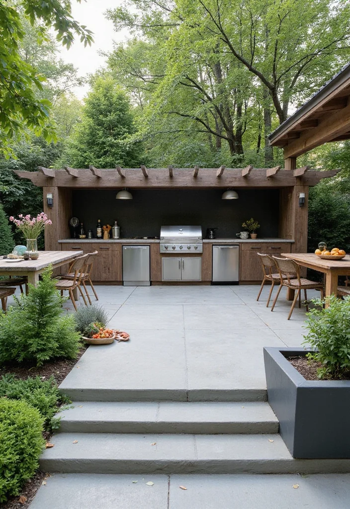 14 Backyard Cement Patio Ideas for Clean Durable Modern Style 144 14 Backyard Cement Patio Ideas for Clean Durable Modern Style - 14. Outdoor Kitchens for Culinary Delights
