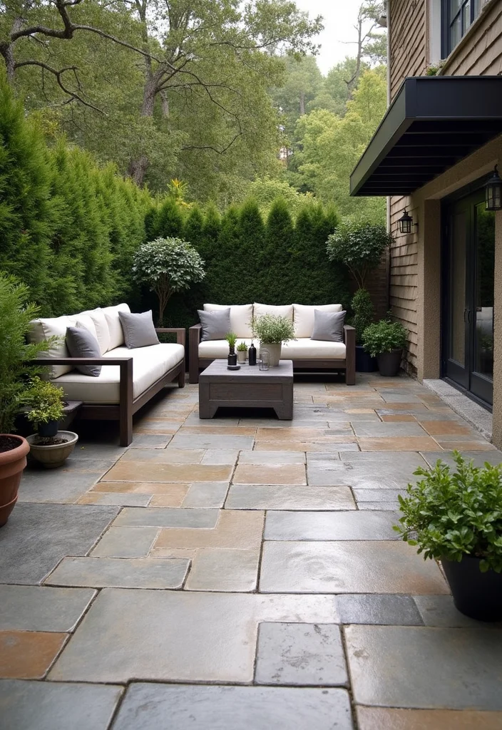 14 Backyard Cement Patio Ideas for Clean Durable Modern Style 12 14 Backyard Cement Patio Ideas for Clean Durable Modern Style - 2. Stamped Concrete for Textural Depth