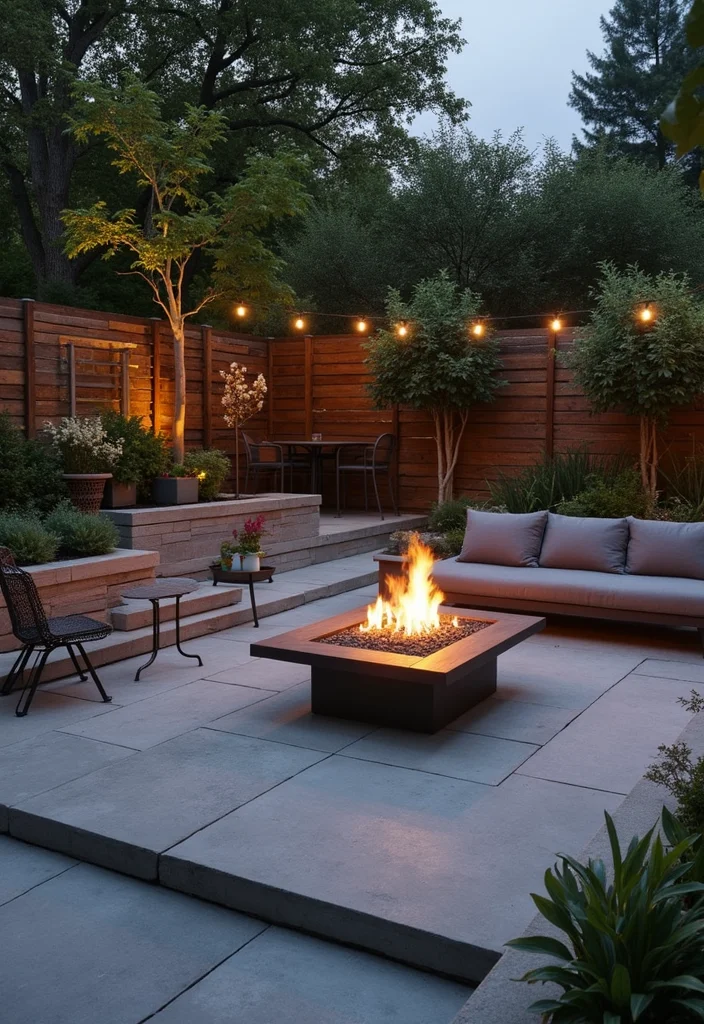 14 Backyard Cement Patio Ideas for Clean Durable Modern Style 23 14 Backyard Cement Patio Ideas for Clean Durable Modern Style - 3. Integrated Fire Pits for Cozy Gatherings