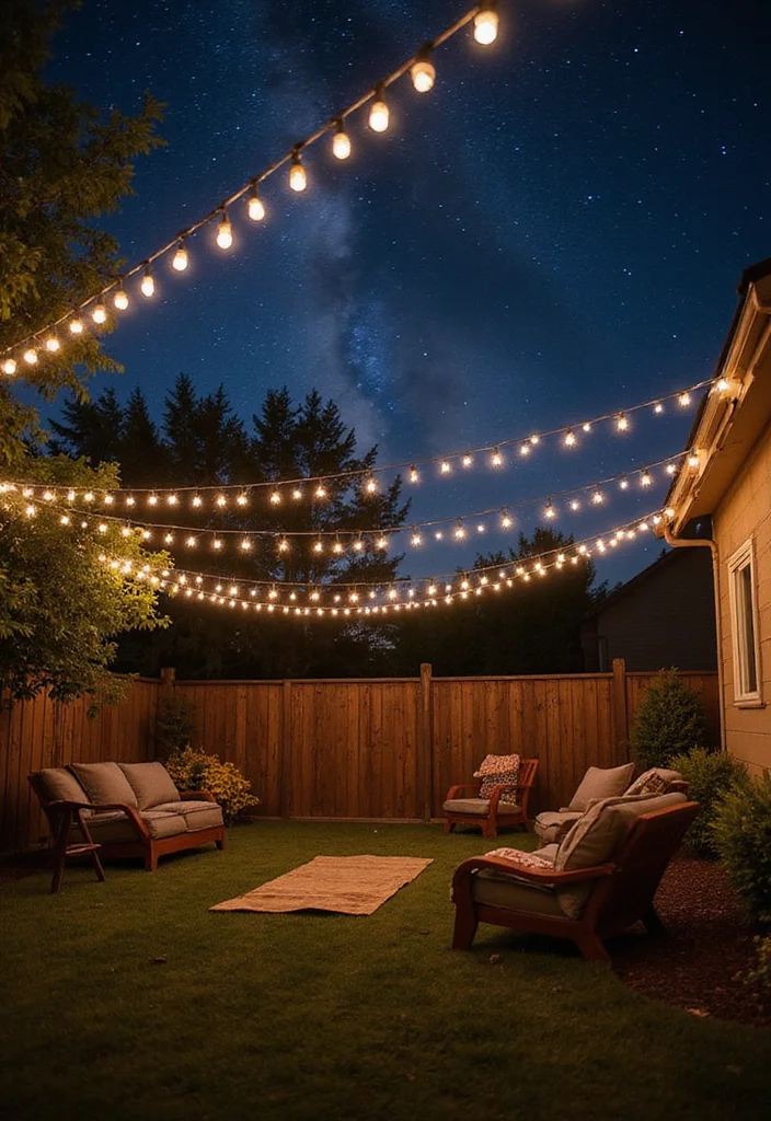 14 Backyard Lighting Ideas for Warm Evenings and Bright Pathways 12 14 Backyard Lighting Ideas for Warm Evenings and Bright Pathways - 2. String Lights for a Cozy Vibe