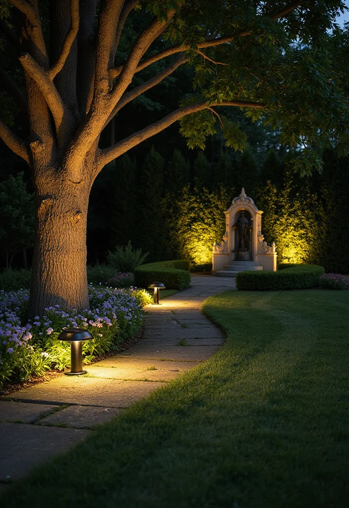 14 Backyard Lighting Ideas for Warm Evenings and Bright Pathways 56 14 Backyard Lighting Ideas for Warm Evenings and Bright Pathways - 6. Solar Spotlights for Highlighting Features