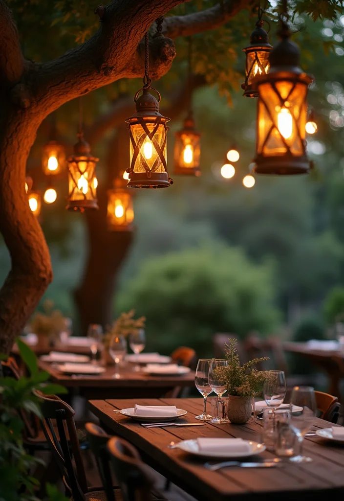 14 Backyard Lighting Ideas for Warm Evenings and Bright Pathways 67 14 Backyard Lighting Ideas for Warm Evenings and Bright Pathways - 7. Hanging Garden Lights for Elevation