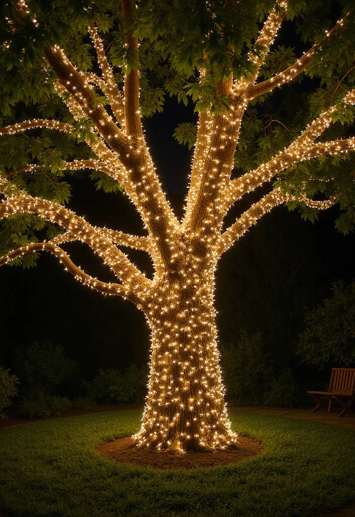 14 Backyard Lighting Ideas for Warm Evenings and Bright Pathways 89 14 Backyard Lighting Ideas for Warm Evenings and Bright Pathways - 9. LED Fairy Lights in Trees for Enchantment