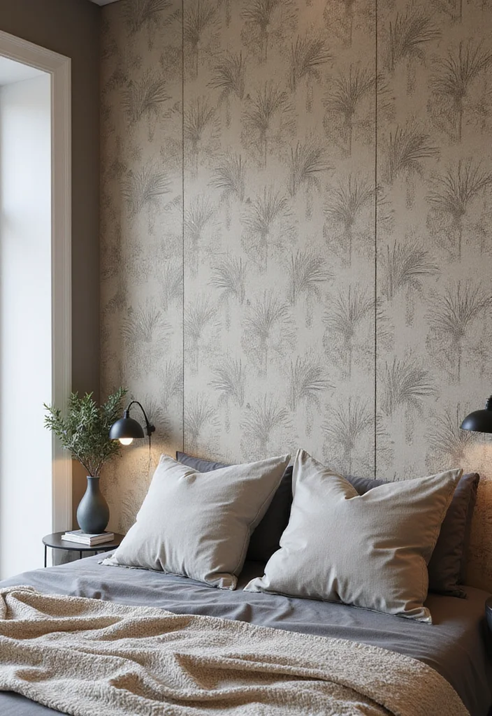 14 Bedroom Wall Design Ideas for Stylish Texture and Personality 12 14 Bedroom Wall Design Ideas for Stylish Texture and Personality - 2. Textured Wallpaper