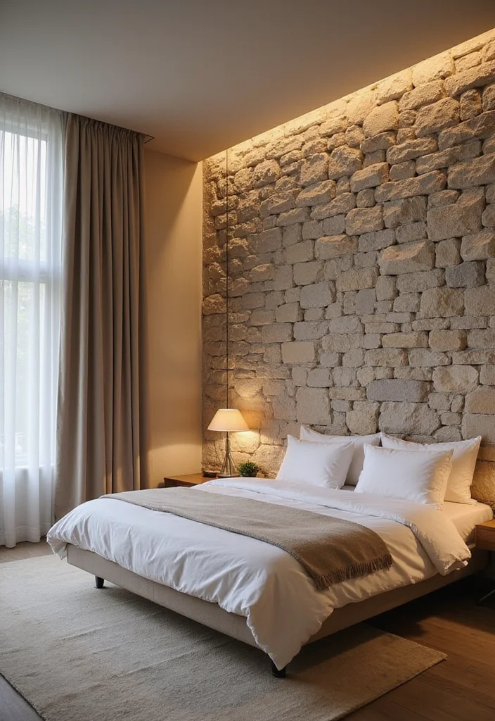 14 Bedroom Wall Design Ideas for Stylish Texture and Personality 23 14 Bedroom Wall Design Ideas for Stylish Texture and Personality - 3. Stone Accent Walls