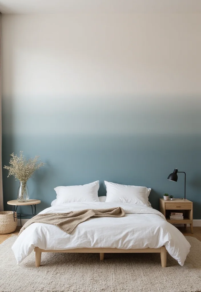 14 Bedroom Wall Design Ideas for Stylish Texture and Personality 34 14 Bedroom Wall Design Ideas for Stylish Texture and Personality - 4. Ombre Painted Walls