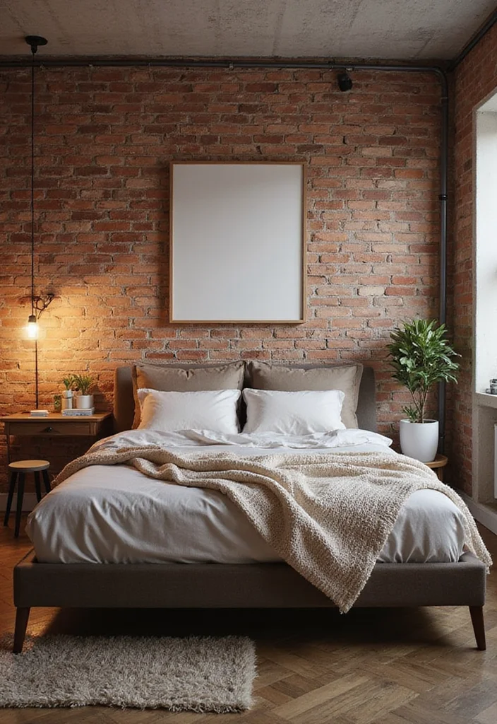 14 Bedroom Wall Design Ideas for Stylish Texture and Personality 56 14 Bedroom Wall Design Ideas for Stylish Texture and Personality - 6. Industrial Exposed Brick