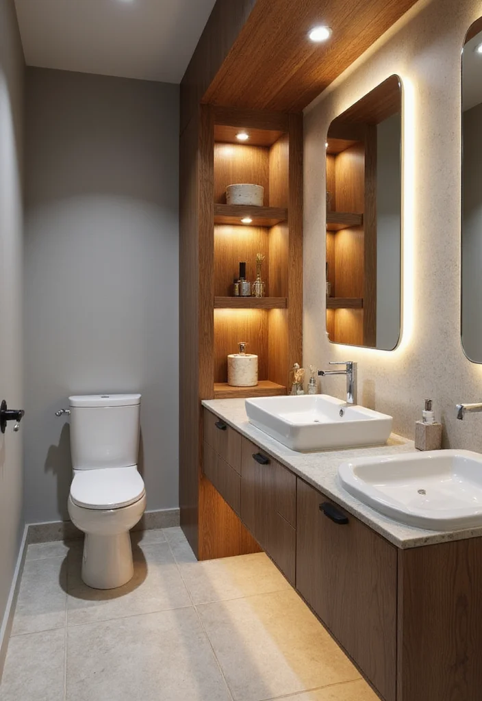 14 Grey Bathroom Ideas for Soft Modern Style With Warm Accents 1 14 Grey Bathroom Ideas for Soft Modern Style With Warm Accents - 1. Soft Grey Walls with Wood Accents