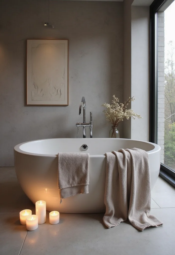 14 Grey Bathroom Ideas for Soft Modern Style With Warm Accents 100 14 Grey Bathroom Ideas for Soft Modern Style With Warm Accents - 10. Soft Grey Bathtub with Contrast