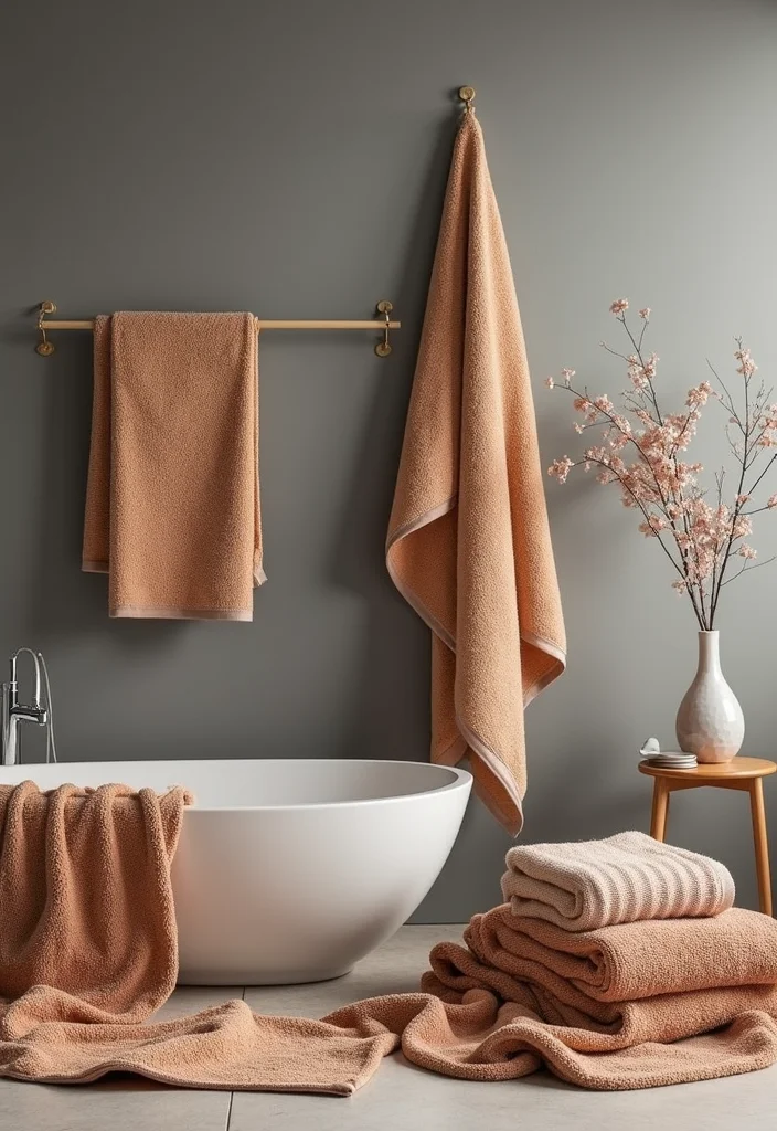 14 Grey Bathroom Ideas for Soft Modern Style With Warm Accents 34 14 Grey Bathroom Ideas for Soft Modern Style With Warm Accents - 4. Textured Fabrics for Warmth