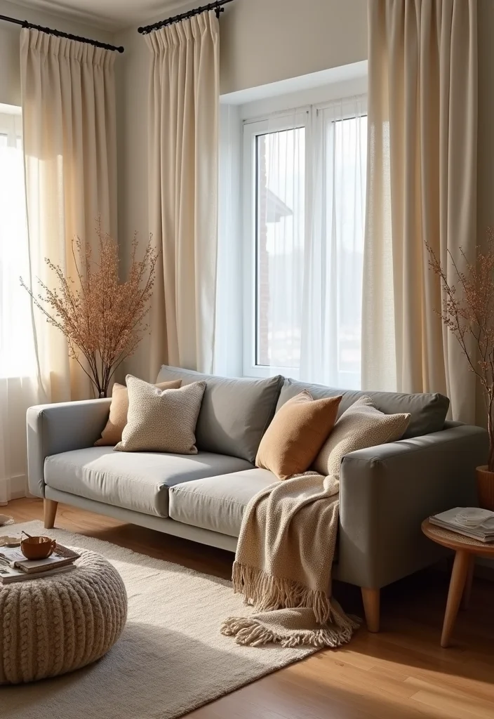 14 Grey Couch Living Room Ideas for Chic Neutral Styling 12 14 Grey Couch Living Room Ideas for Chic Neutral Styling - 2. Cozy Neutrals