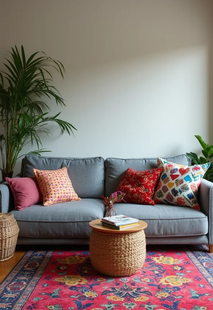 14 Grey Couch Living Room Ideas for Chic Neutral Styling 56 14 Grey Couch Living Room Ideas for Chic Neutral Styling - 6. Play with Patterns