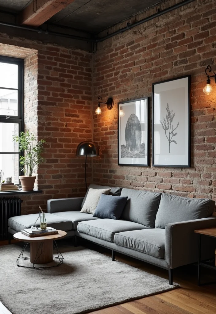 14 Grey Couch Living Room Ideas for Chic Neutral Styling 67 14 Grey Couch Living Room Ideas for Chic Neutral Styling - 7. Industrial Vibes