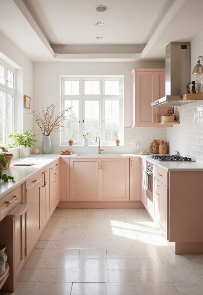 14 Kitchen Colours Ideas for Fresh Palettes That Brighten the Room 122 14 Kitchen Colours Ideas for Fresh Palettes That Brighten the Room - 12. Soft Blush Beauty