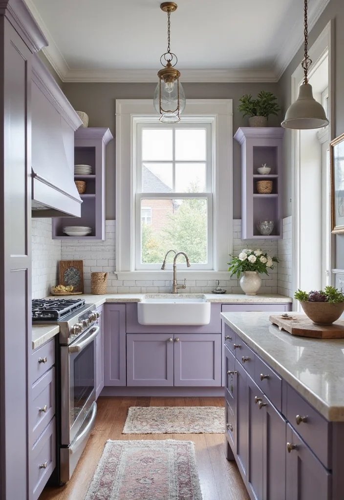 14 Kitchen Colours Ideas for Fresh Palettes That Brighten the Room 12 14 Kitchen Colours Ideas for Fresh Palettes That Brighten the Room - 2. Soft Lavender Elegance