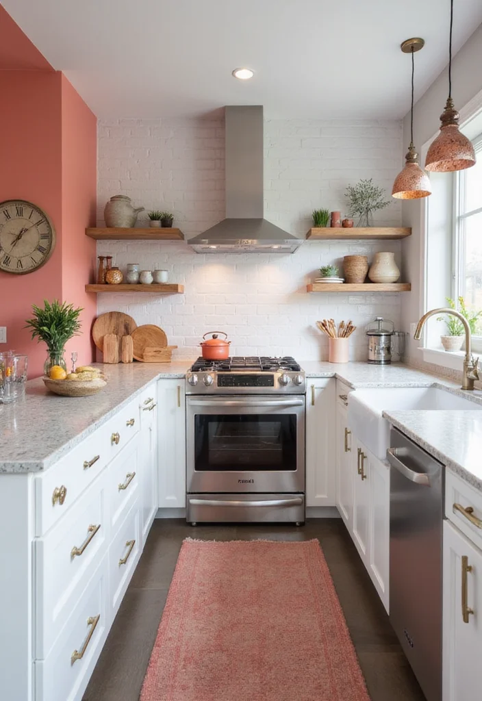 14 Kitchen Colours Ideas for Fresh Palettes That Brighten the Room 56 14 Kitchen Colours Ideas for Fresh Palettes That Brighten the Room - 6. Radiant Coral Pop