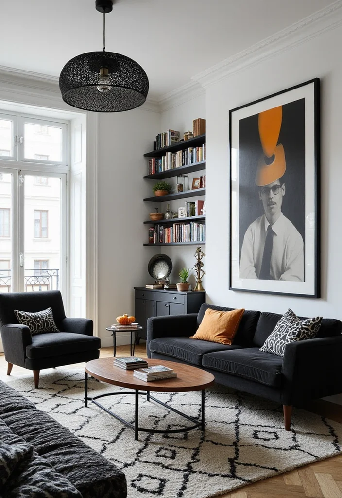 14 Living Room Color Ideas for Palettes With Personality 10. Timeless Black and White Classically Chic