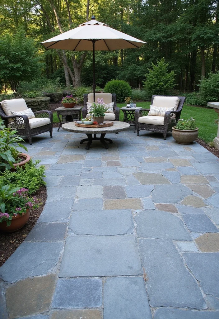 14 Paved Backyard Ideas for Stylish Durable Low Maintenance Spaces 133 14 Paved Backyard Ideas for Stylish Durable Low Maintenance Spaces - 13. Upscale Bluestone Patios