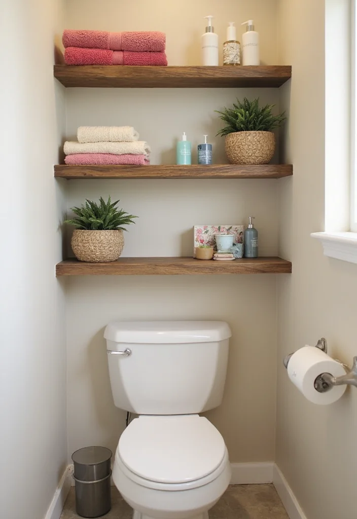 14 Small Bathroom Storage Ideas That Cut Clutter and Save Space 1 14 Small Bathroom Storage Ideas That Cut Clutter and Save Space - 1. Use Vertical Space with Floating Shelves