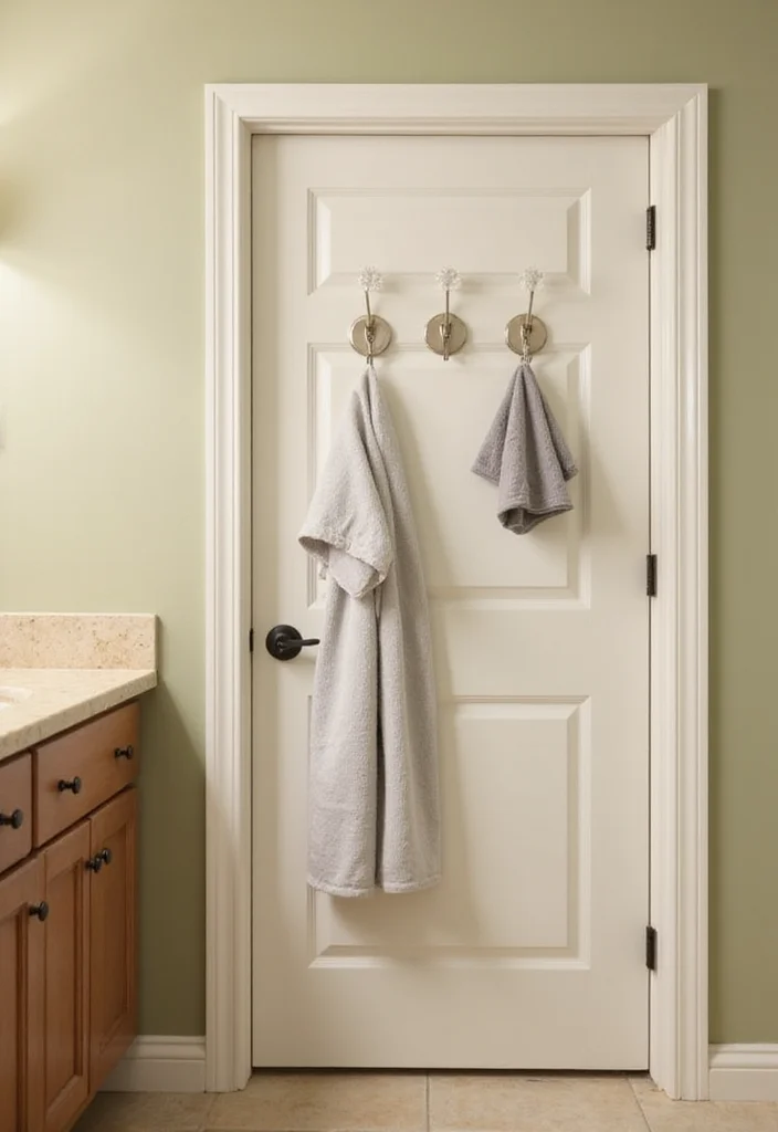 14 Small Bathroom Storage Ideas That Cut Clutter and Save Space 56 14 Small Bathroom Storage Ideas That Cut Clutter and Save Space - 6. Embrace Door Hooks