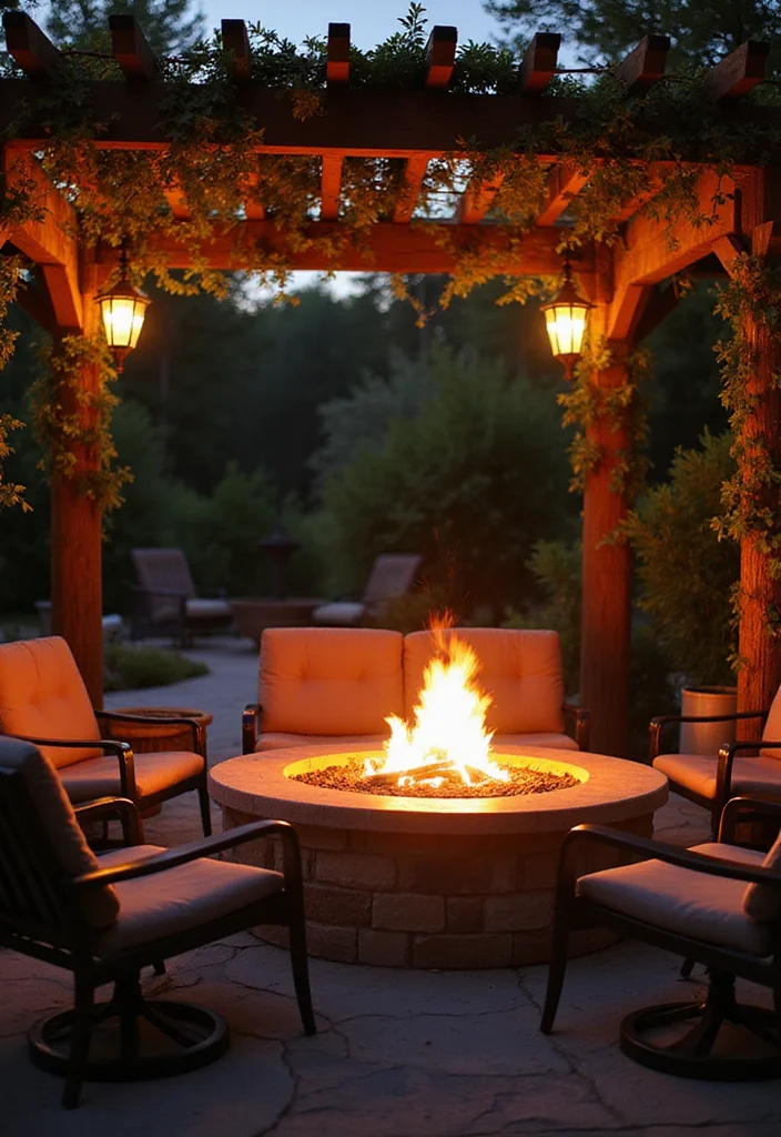 15 Backyard Fire Pit Ideas for Cozy Outdoor Gathering Spots 144 15 Backyard Fire Pit Ideas for Cozy Outdoor Gathering Spots - 14. Fire Pit Under a Pergola