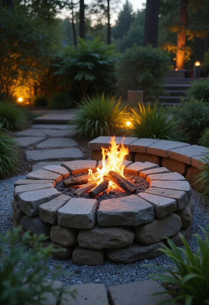 15 Backyard Fire Pit Ideas for Cozy Outdoor Gathering Spots 67 15 Backyard Fire Pit Ideas for Cozy Outdoor Gathering Spots - 7. Circular Fire Pit with Decorative Rocks