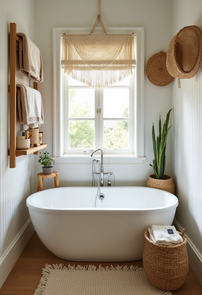 15 Boho Bathroom Ideas for Relaxed Spaces With Natural Texture 45 15 Boho Bathroom Ideas for Relaxed Spaces With Natural Texture 5. Woven Accents and Fiber Textiles