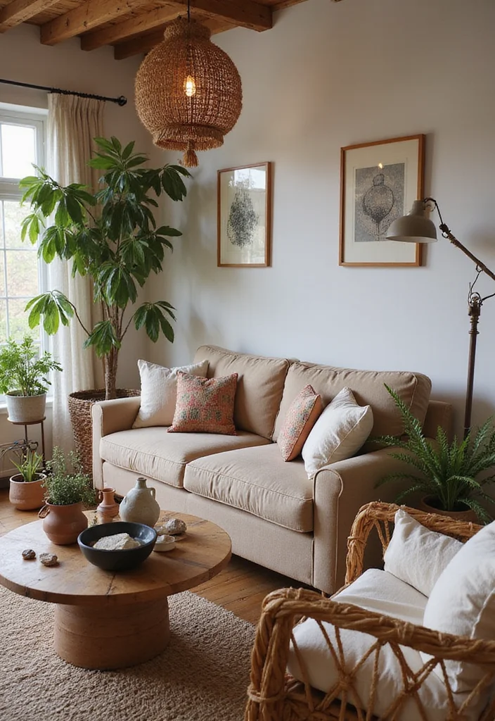 15 Boho Living Room Ideas for Warm Relaxed Natural Spaces 100 15 Boho Living Room Ideas for Warm Relaxed Natural Spaces - 10. Earthy Accents and Decor