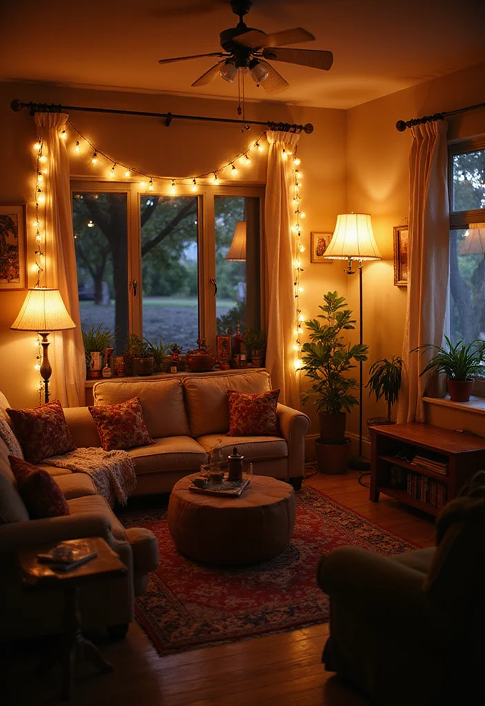 15 Boho Living Room Ideas for Warm Relaxed Natural Spaces 144 15 Boho Living Room Ideas for Warm Relaxed Natural Spaces - 14. Soft and Inviting Lighting