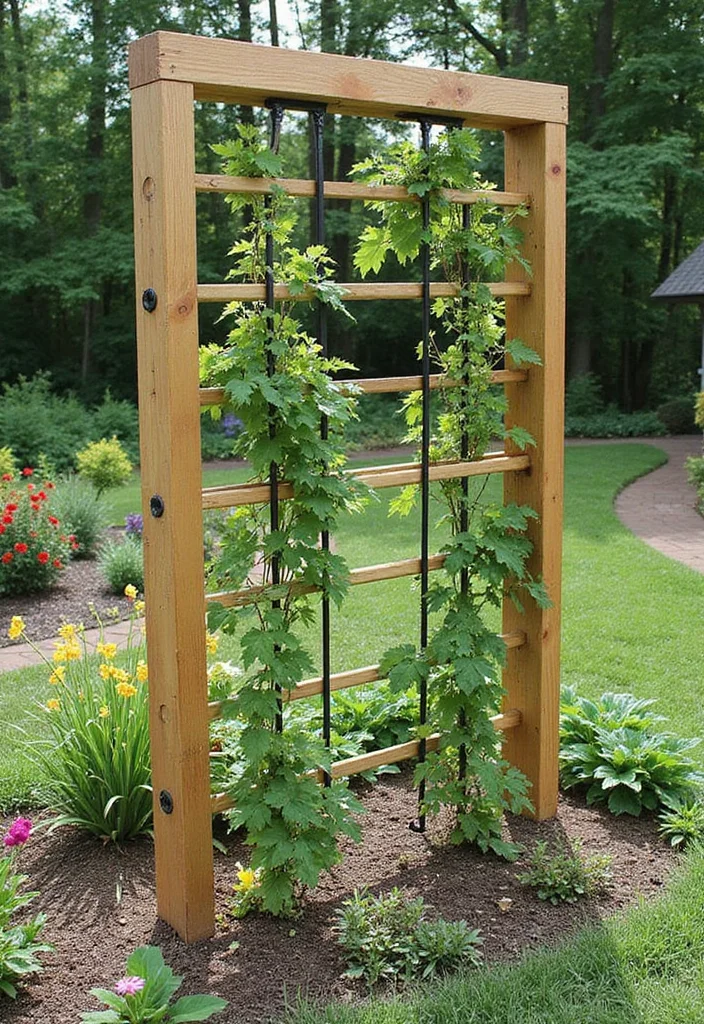 15 Budget Backyard Ideas for Affordable Changes With Big Impact 133 15 Budget Backyard Ideas for Affordable Changes With Big Impact - 13. Inexpensive Trellis for Climbing Plants