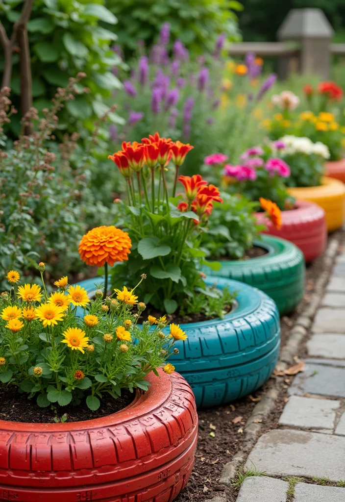 15 Budget Backyard Ideas for Affordable Changes With Big Impact 34 15 Budget Backyard Ideas for Affordable Changes With Big Impact - 4. Recycled Tire Planters