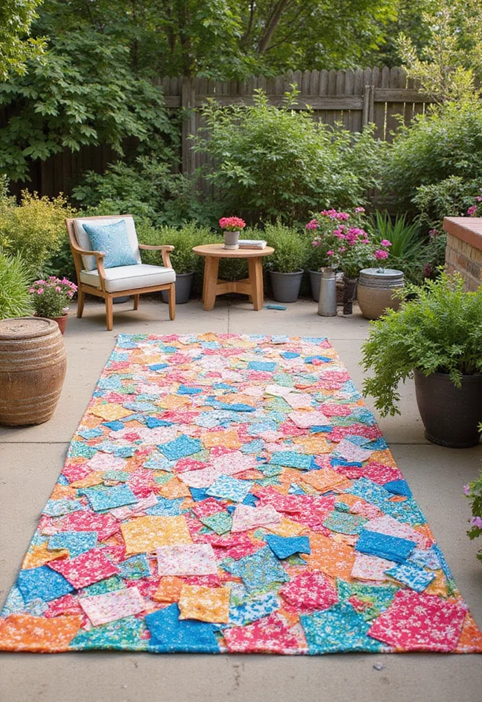15 Budget Backyard Ideas for Affordable Changes With Big Impact 67 15 Budget Backyard Ideas for Affordable Changes With Big Impact - 7. DIY Outdoor Rug
