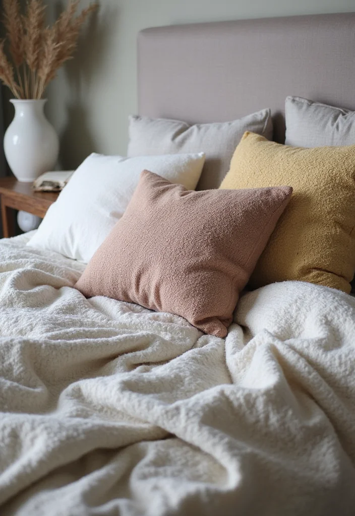 15 Cozy Bedroom Ideas for Warm Relaxing Evenings 67 15 Cozy Bedroom Ideas for Warm Relaxing Evenings - 7. Soft Pillows and Throws