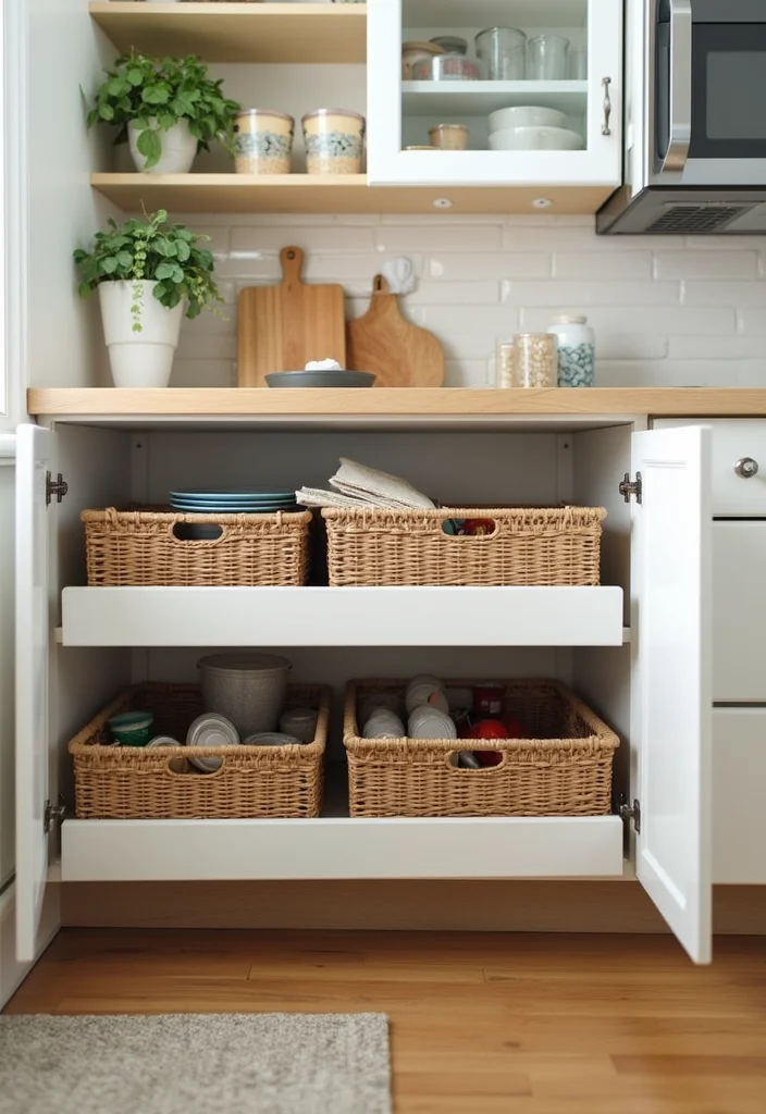 15 Kitchen Shelving Ideas for Smart Storage With Clean Style 144 15 Kitchen Shelving Ideas for Smart Storage With Clean Style - 14. Under-Shelf Baskets for Extra Storage