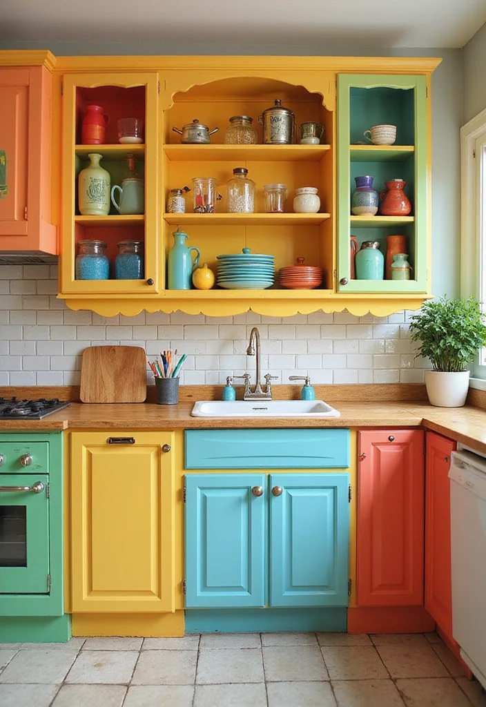 15 Kitchen Shelving Ideas for Smart Storage With Clean Style 155 15 Kitchen Shelving Ideas for Smart Storage With Clean Style - 15. Color-Coded Shelving for a Fun Flair