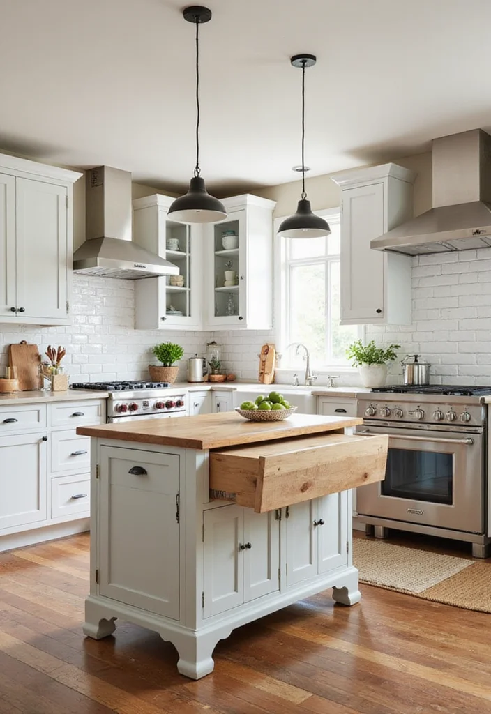 16 Kitchen Island Ideas for Storage Prep Space and Better Flow - 4. Drop Leaf Extensions