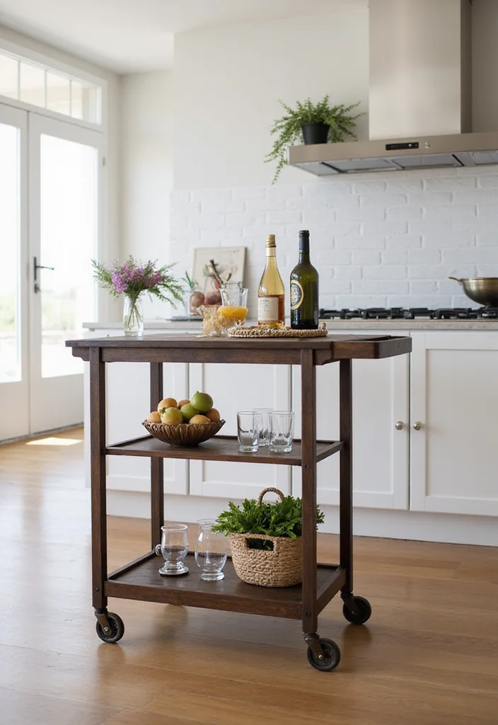 16 Kitchen Island Ideas for Storage Prep Space and Better Flow - 6. Stylish Bar Carts