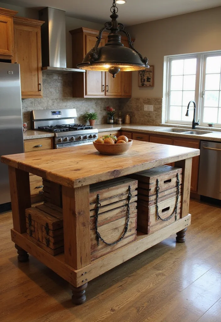 16 Kitchen Island Ideas for Storage Prep Space and Better Flow - 8. Rustic Charm