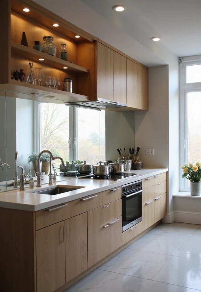16 Small Kitchen Ideas for Efficient Layouts That Feel More Open - 3. Mirrored Backsplash