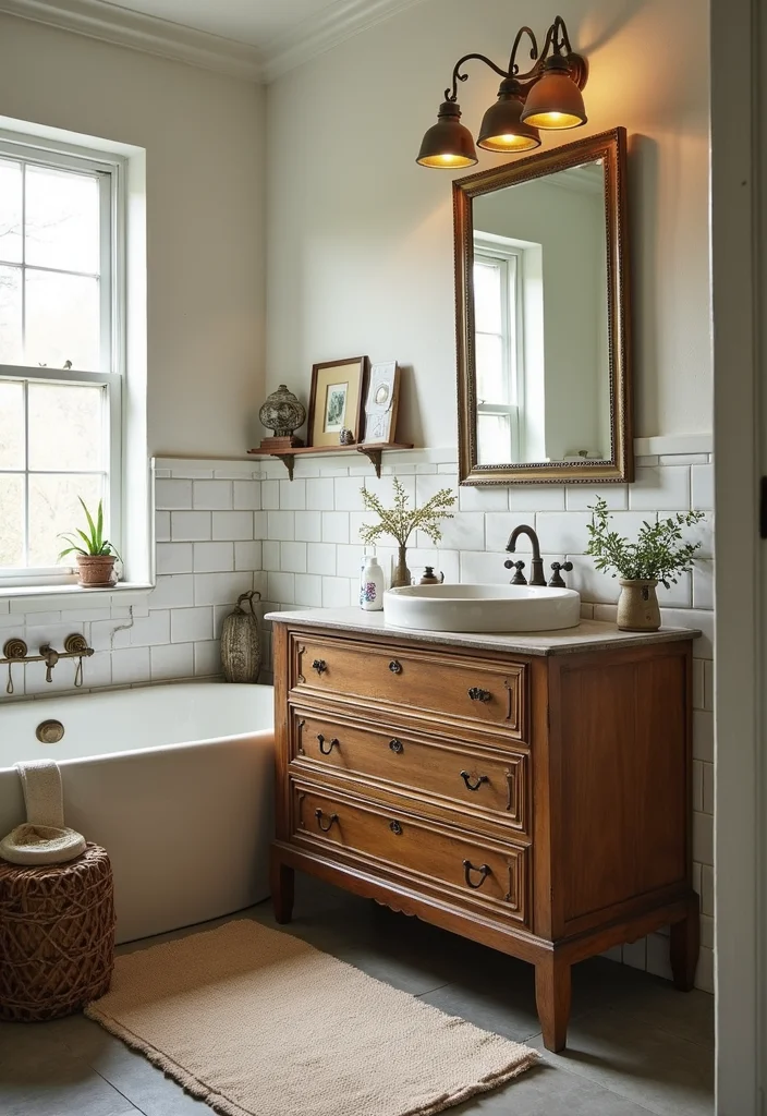 18 Bathroom Ideas for Simple Stylish Updates That Refresh Your Space 56 18 Bathroom Ideas for Simple Stylish Updates That Refresh Your Space - 6. Upcycled Furniture Finds