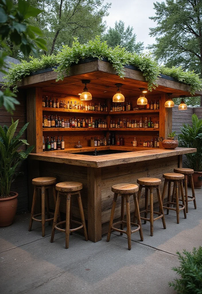 18 Outdoor Backyard Ideas for Upgrading Your Entire Space - 9. Rustic Outdoor Bar
