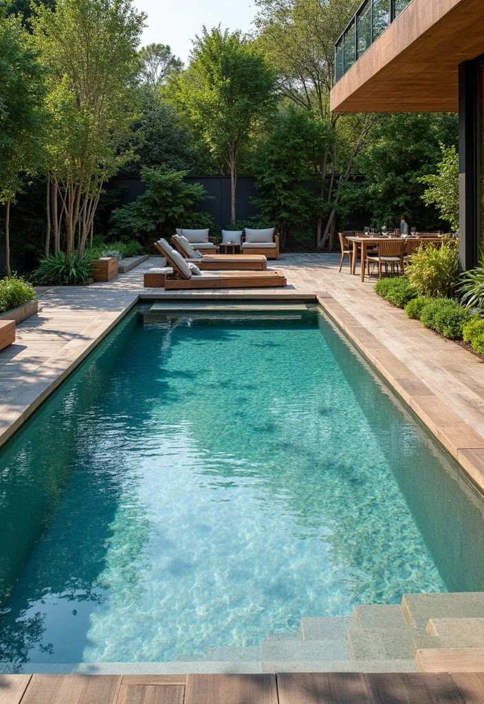 18 Swimming Pool Backyard Ideas for Relaxing Outdoor Living 3. Recycled Materials Pool Decking