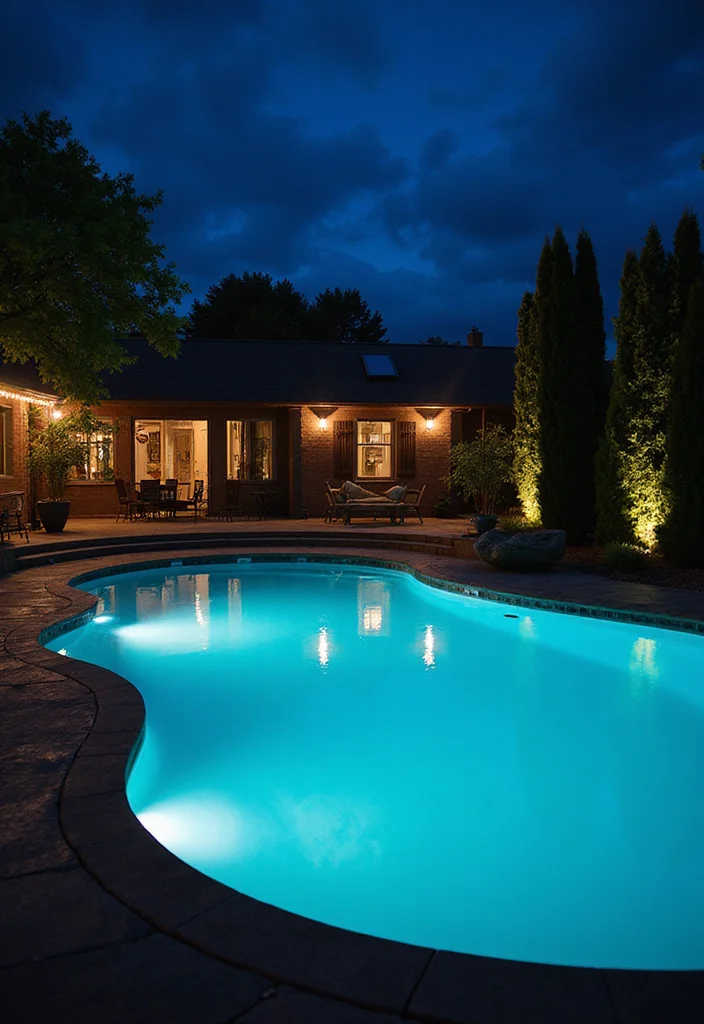 18 Swimming Pool Backyard Ideas for Relaxing Outdoor Living 7. Eco Friendly Pool Lighting
