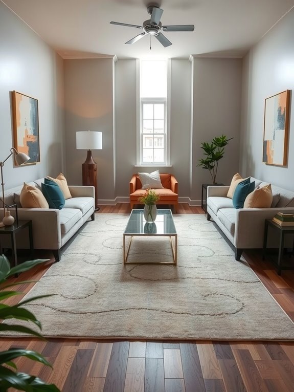 anchor seating with layered rugs