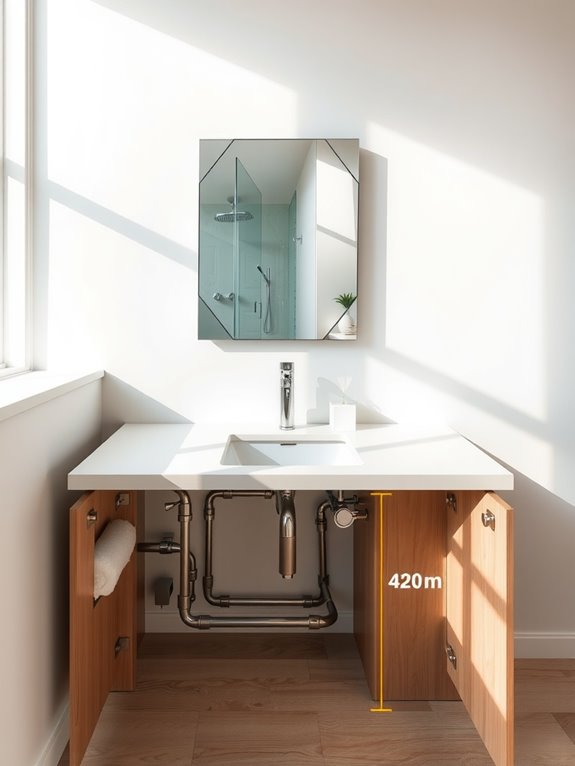 bathroom vanity planning measurements plumbing layout