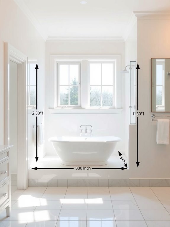 How to Understand Standard Bathroom Dimensions and Sizes 7 bathtub clearance and turning space
