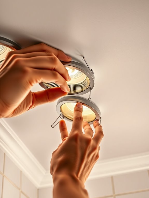 centered flush led discs mounted securely
