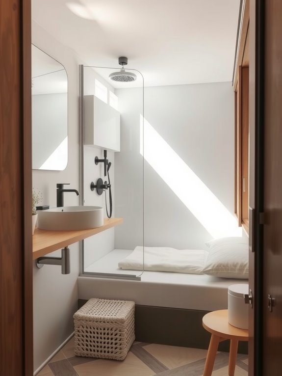 What Is an Ensuite Bedroom and How to Design One 7 compact en suite bathroom slim wall hung pocket door layout
